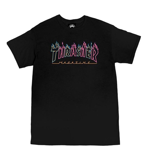 Thrasher Shirt Double Flame Neon