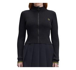 Fred Perry Girls Zip-Trough Metallic Ribbed Jumper